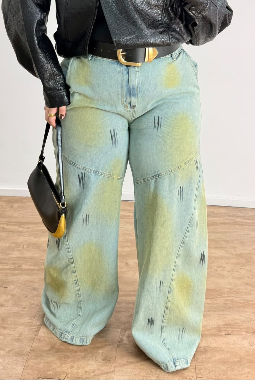Calça Jeans Wide Leg Pincelada Gabrielle