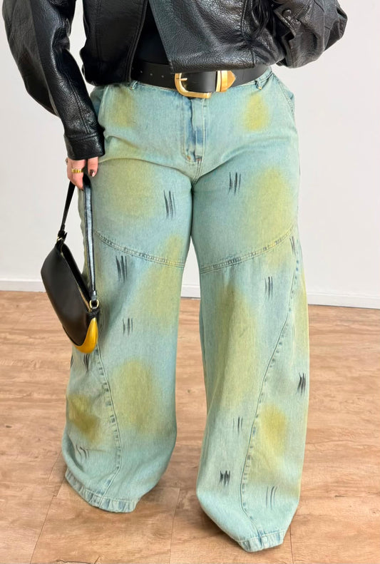 Calça Jeans Wide Leg Pincelada Gabrielle