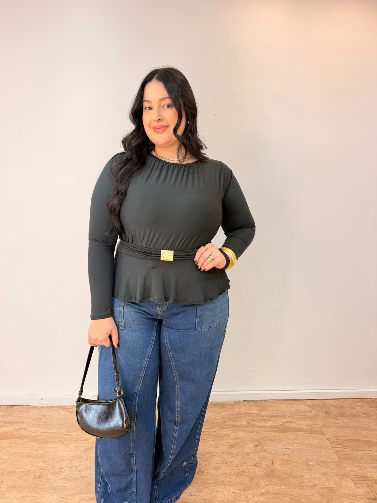 Blusa Bata Manga Longa Poliamida