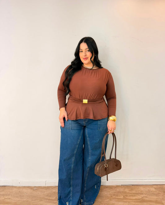 Blusa Bata Manga Longa Poliamida