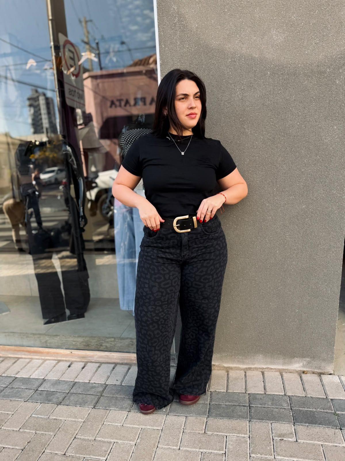 Wide Leg Jeans Onça Black - Pré Venda
