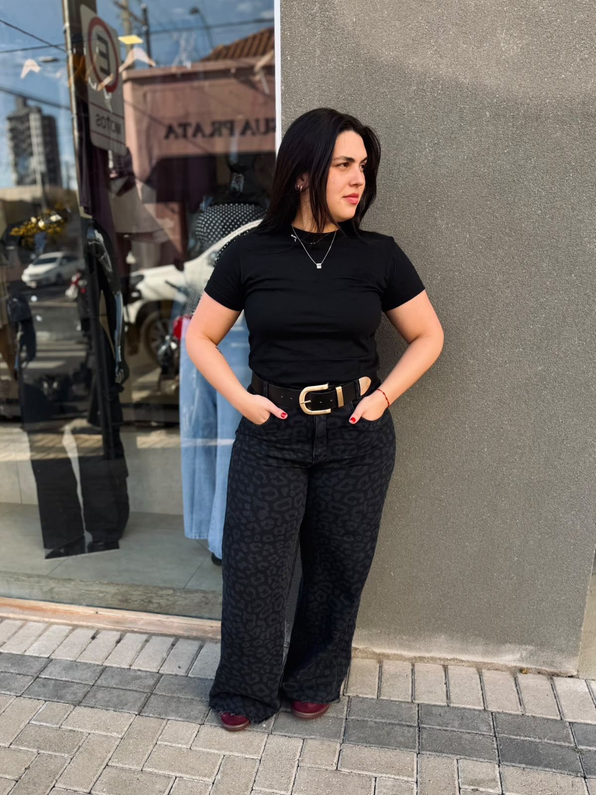 Wide Leg Jeans Onça Black - Pré Venda