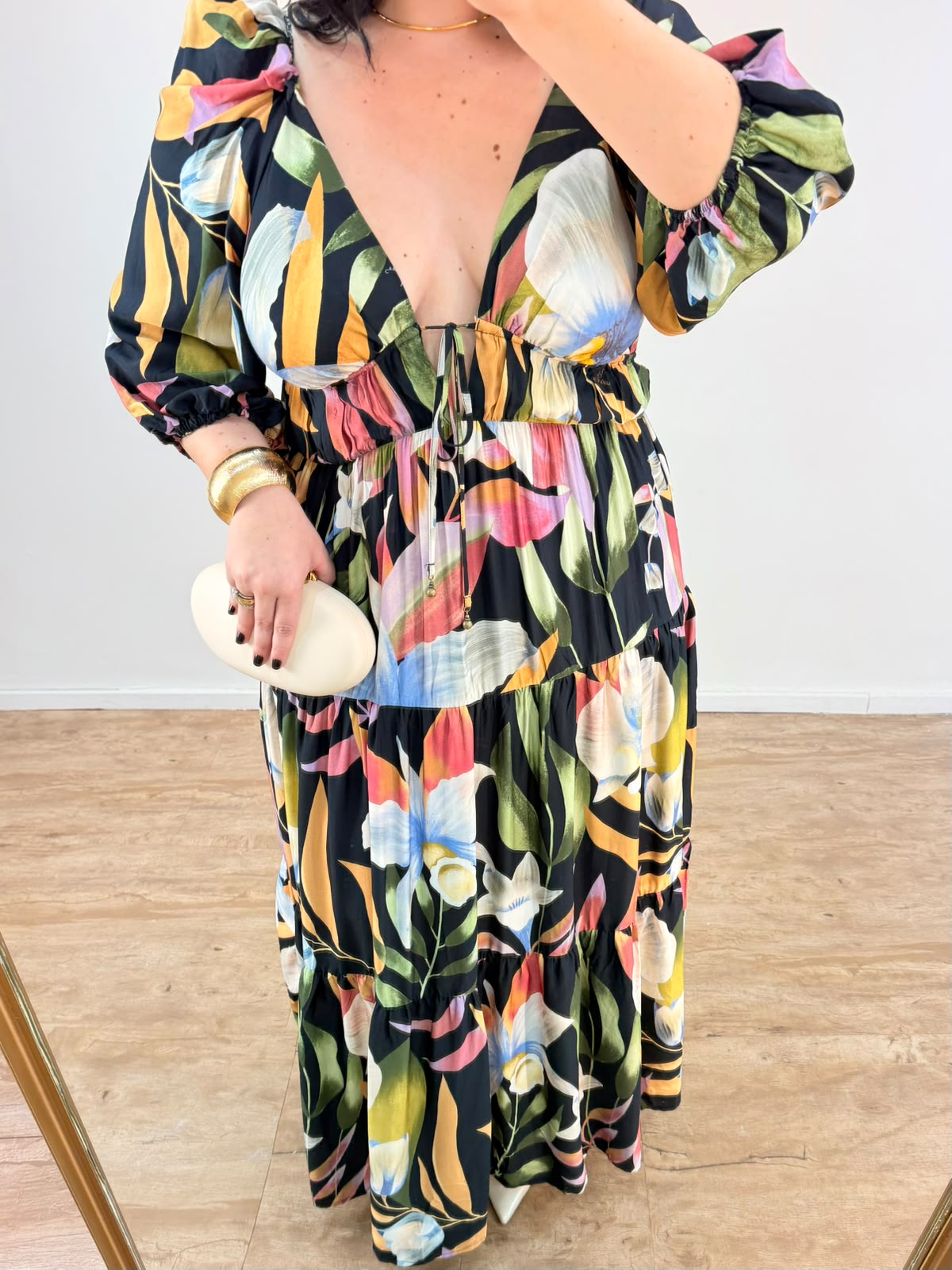 Vestido Mangas Estampado Vento De Flor Farm