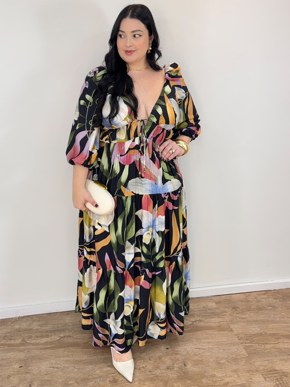 Vestido Mangas Estampado Vento De Flor Farm