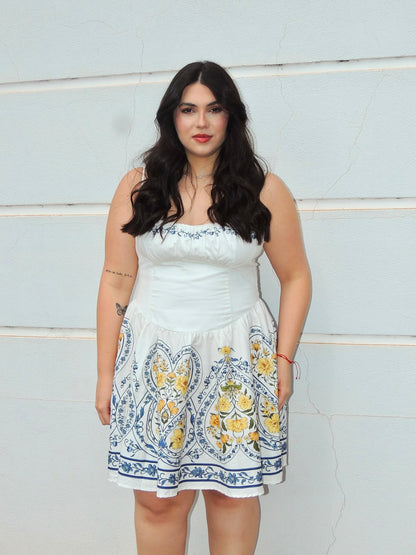 Vestido Curto Estampado Romance Boho Farm