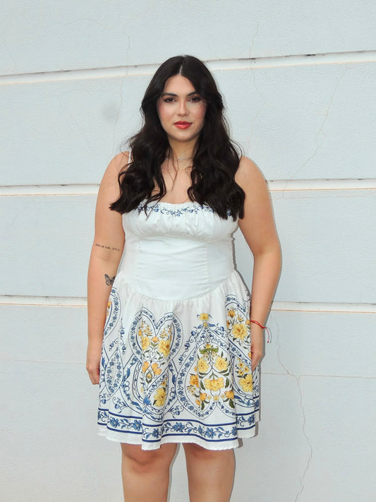 Vestido Curto Estampado Romance Boho Farm
