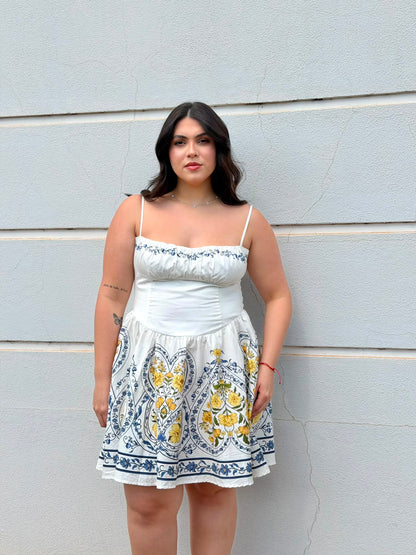 Vestido Curto Estampado Romance Boho Farm