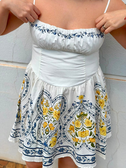 Vestido Curto Estampado Romance Boho Farm