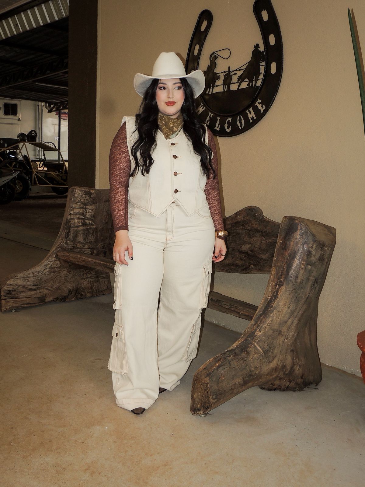 Conjunto Calça Cargo e Colete Jeans Off