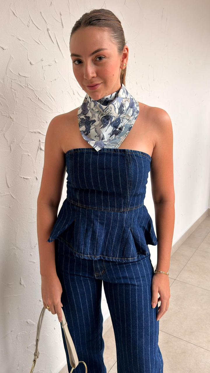 Conjunto Jeans Risca de Giz