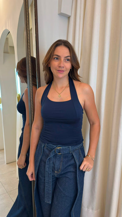 Blusa Poliamida com Amarração no Pescoço