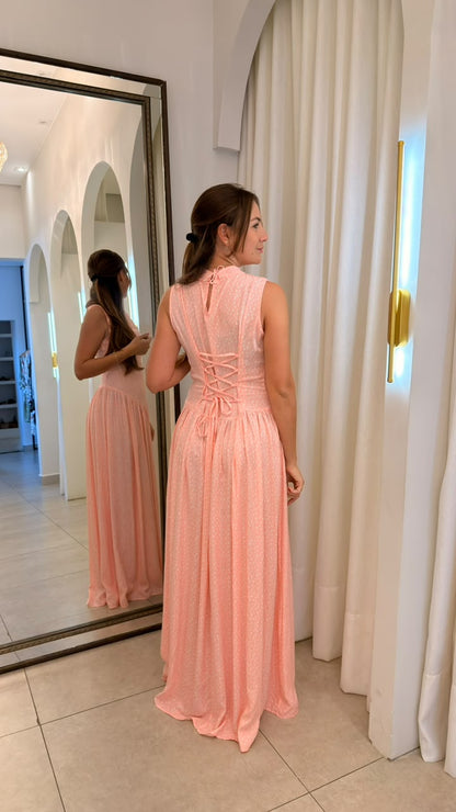 Vestido Corselet Amarração Poá