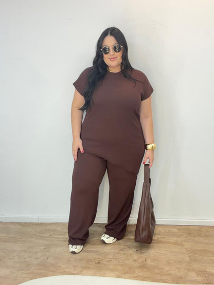 Conjunto Assimétrico com Calça em Ribana Sabrina