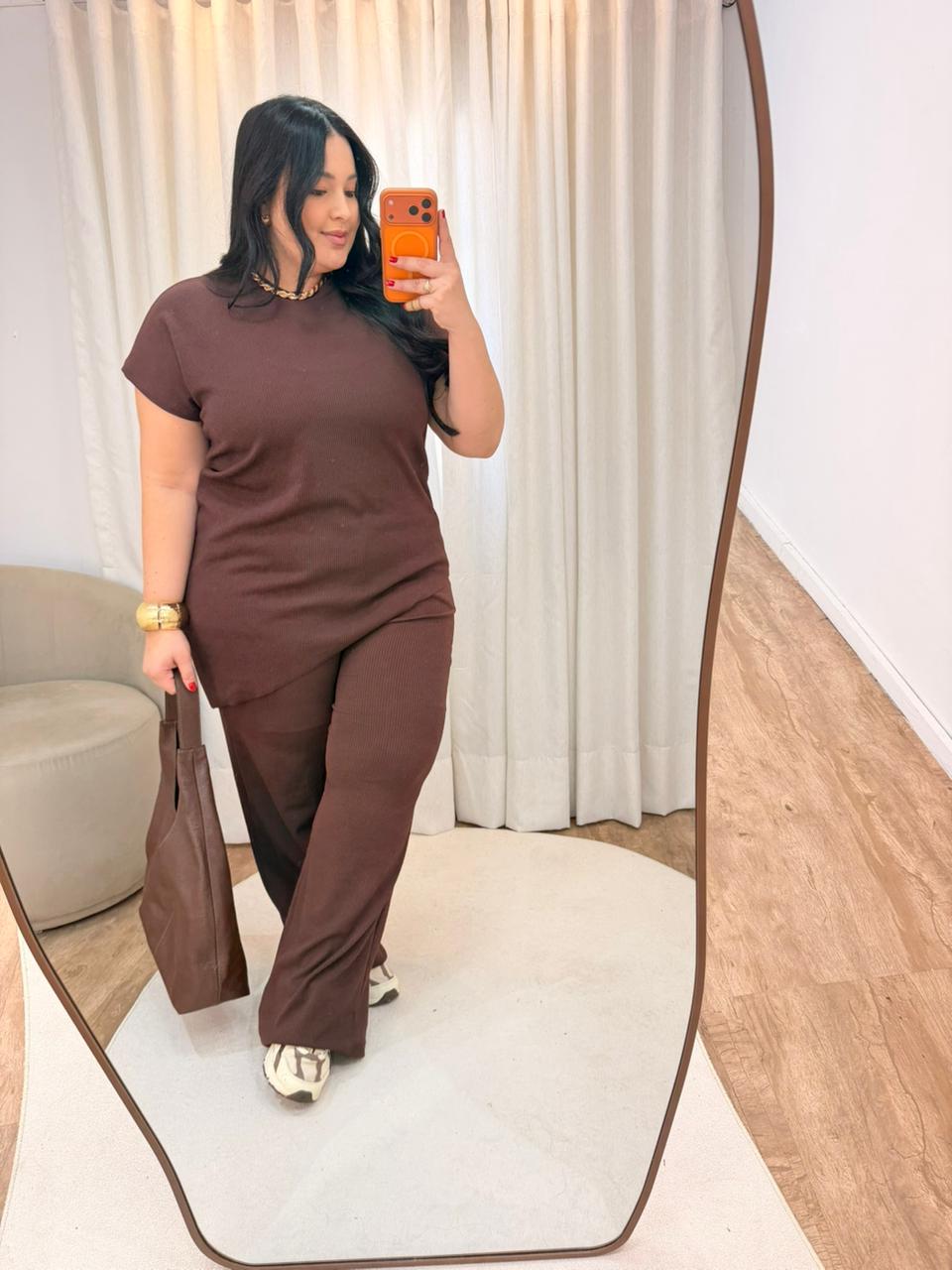 Conjunto Assimétrico com Calça em Ribana Sabrina