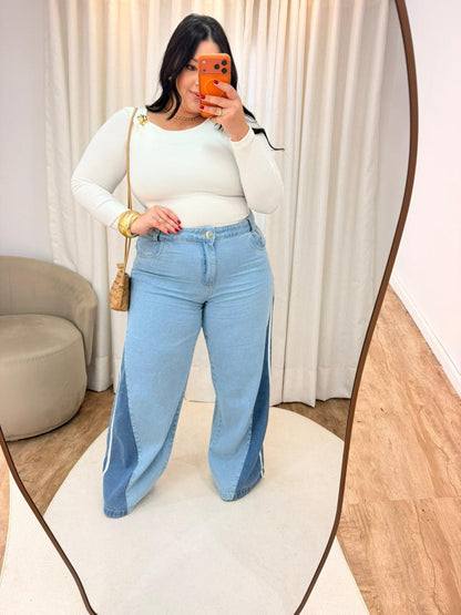 Calça Wide Leg Listras