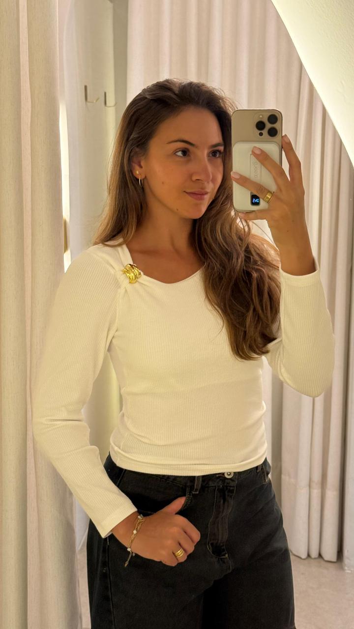 Blusa Manga longa Canelada Victória