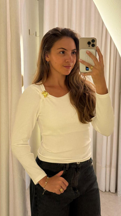 Blusa Manga longa Canelada Victória