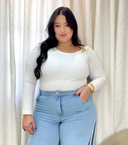 Blusa Manga longa Canelada Victória