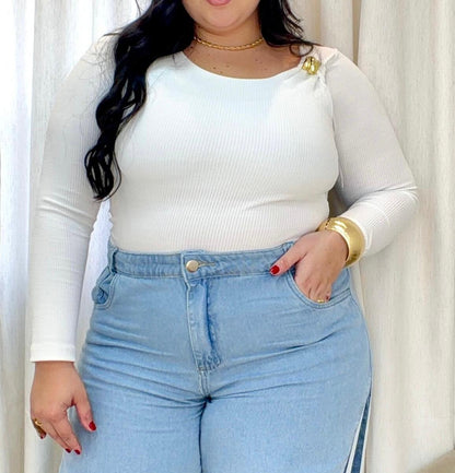 Blusa Manga longa Canelada Victória