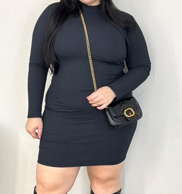 Vestido Manga Longa Canelado Térmico