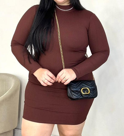 Vestido Manga Longa Canelado Térmico