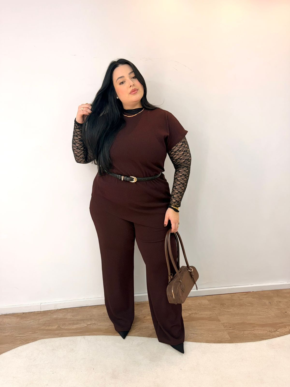Conjunto Assimétrico com Calça em Ribana Sabrina