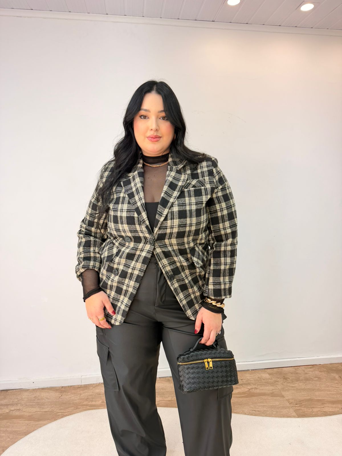 Max Blazer Lã Batida Xadrez