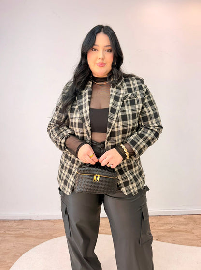 Max Blazer Lã Batida Xadrez