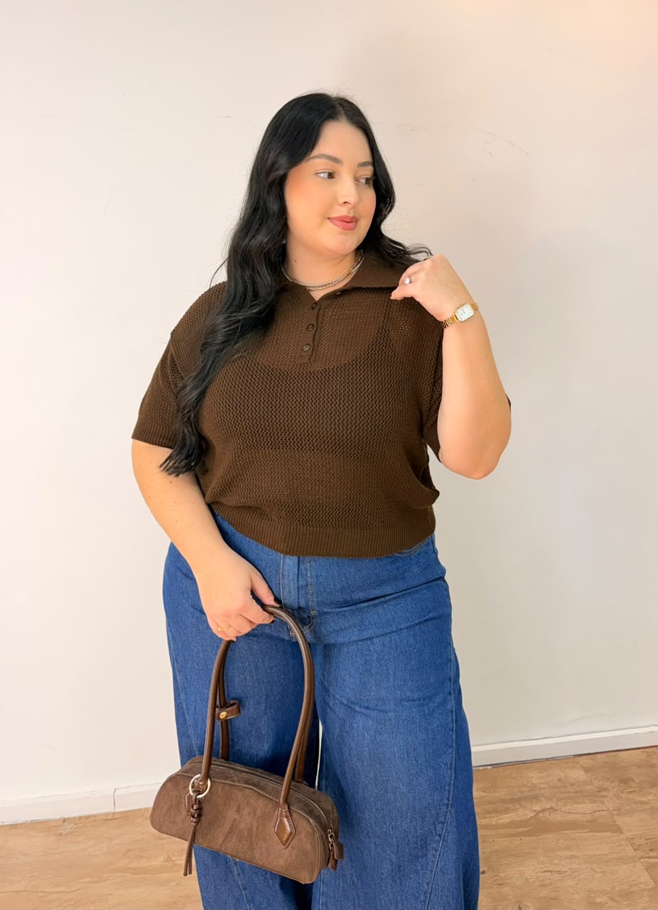 Blusa Polo Entretelada Tricot