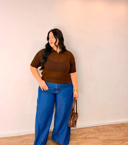 Blusa Polo Entretelada Tricot