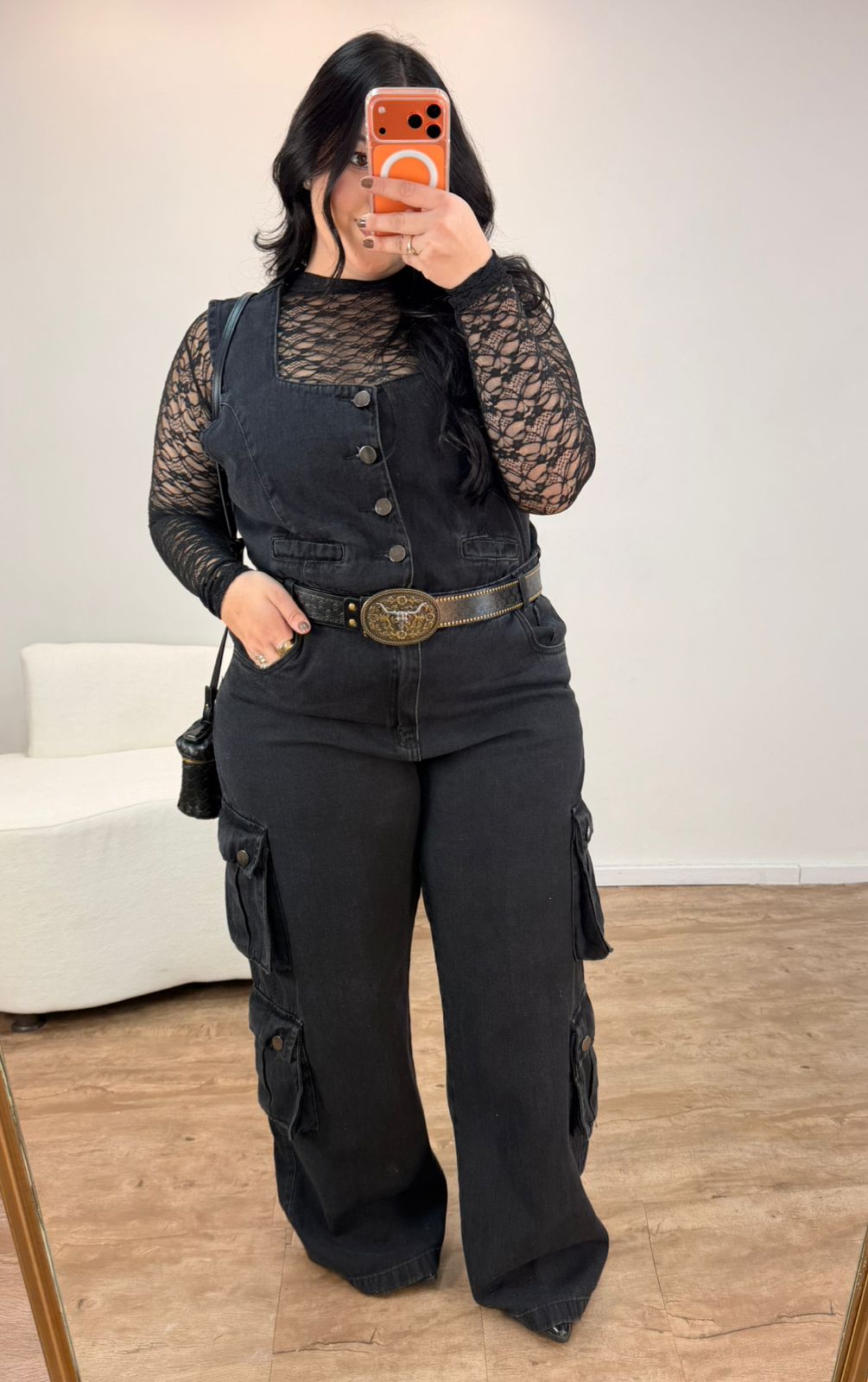 Conjunto Jeans Preto Cargo Utility