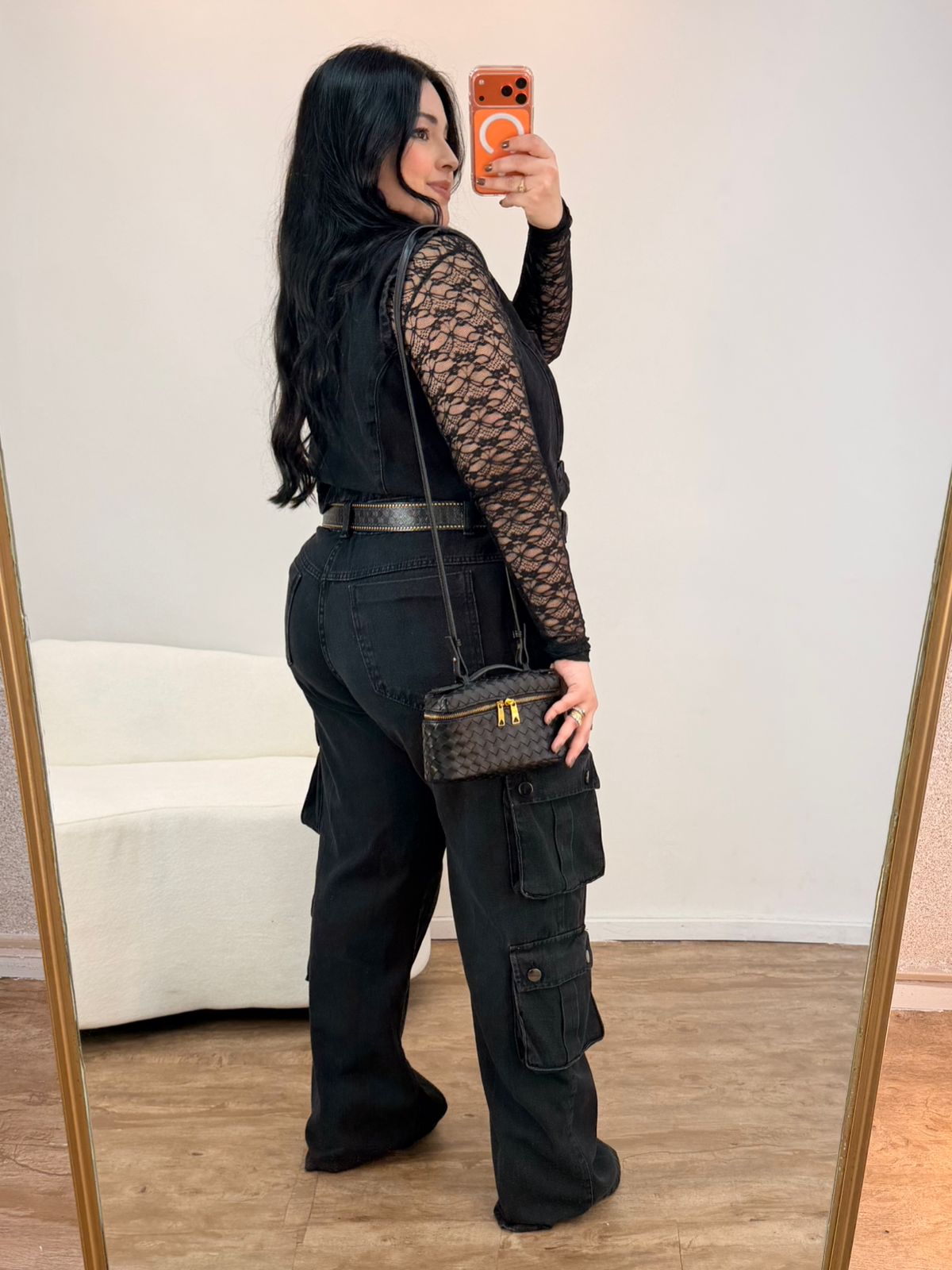 Conjunto Jeans Preto Cargo Utility