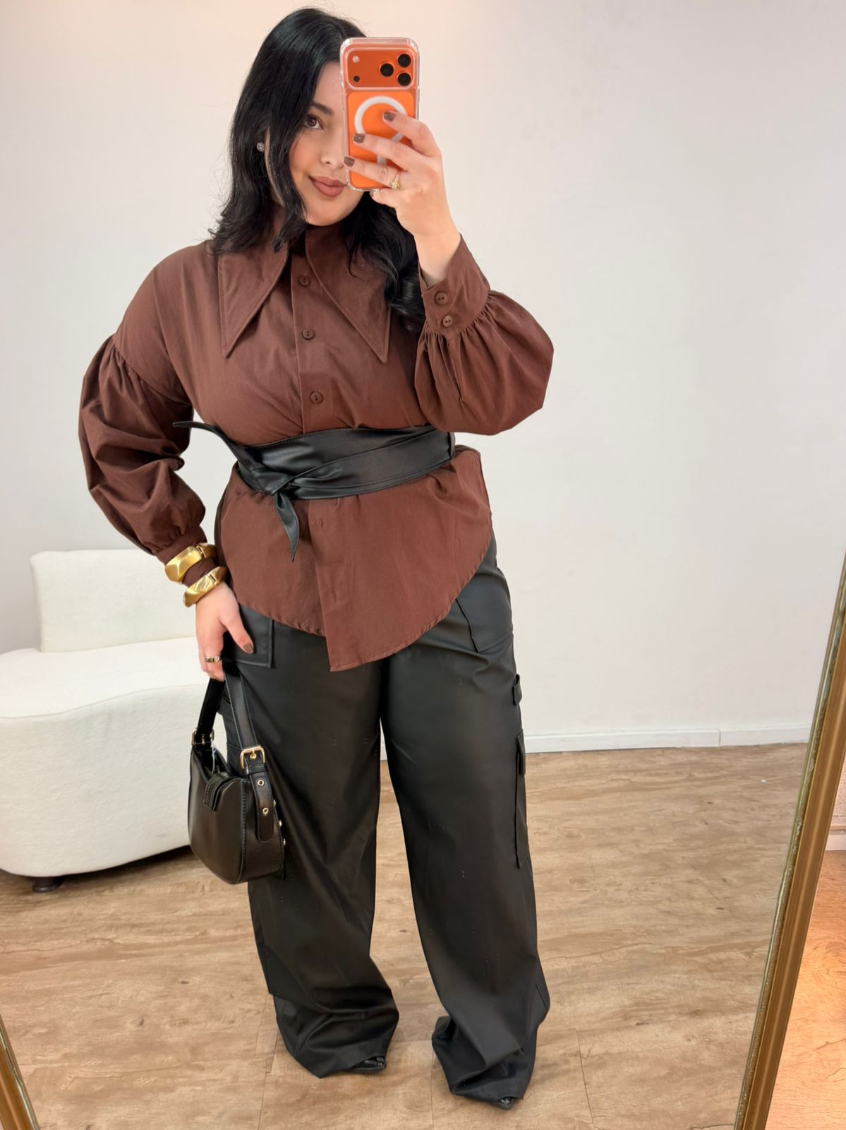 Calça Cargo Couro