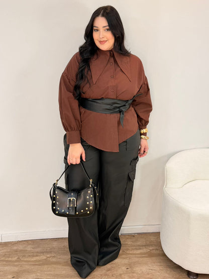 Calça Cargo Couro