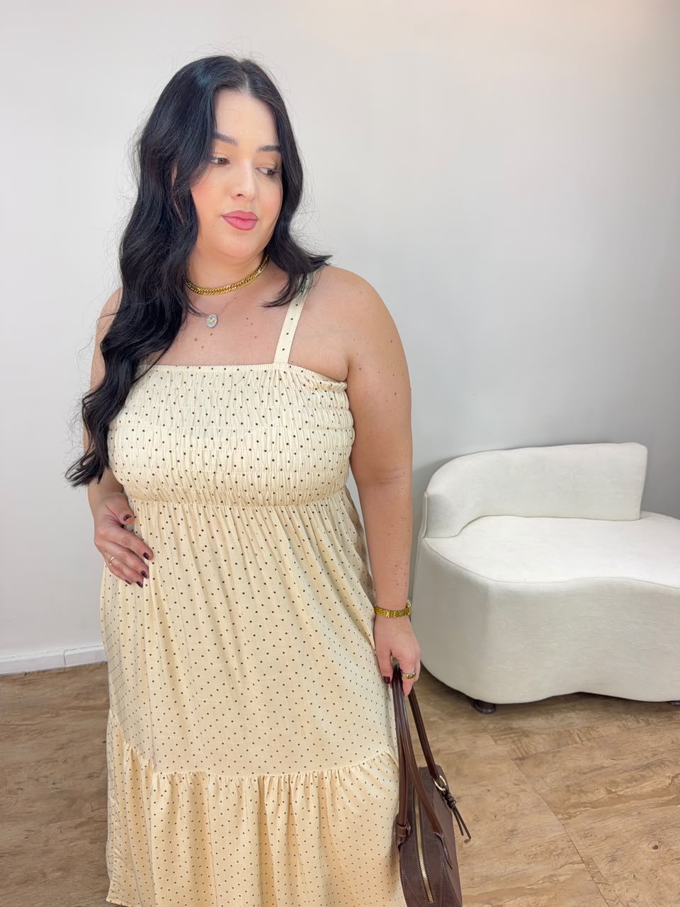 Vestido Bella Lastex Poá