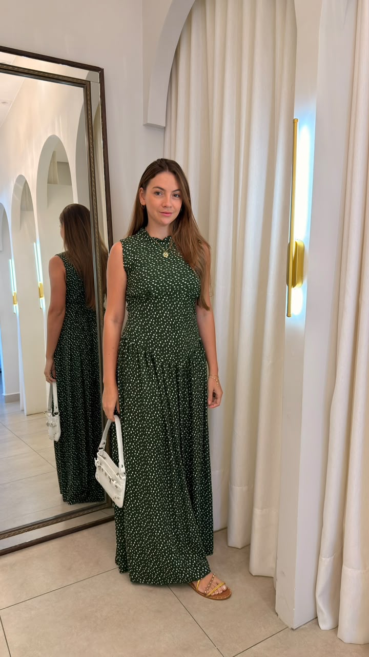 Vestido Corselet Amarração Poá