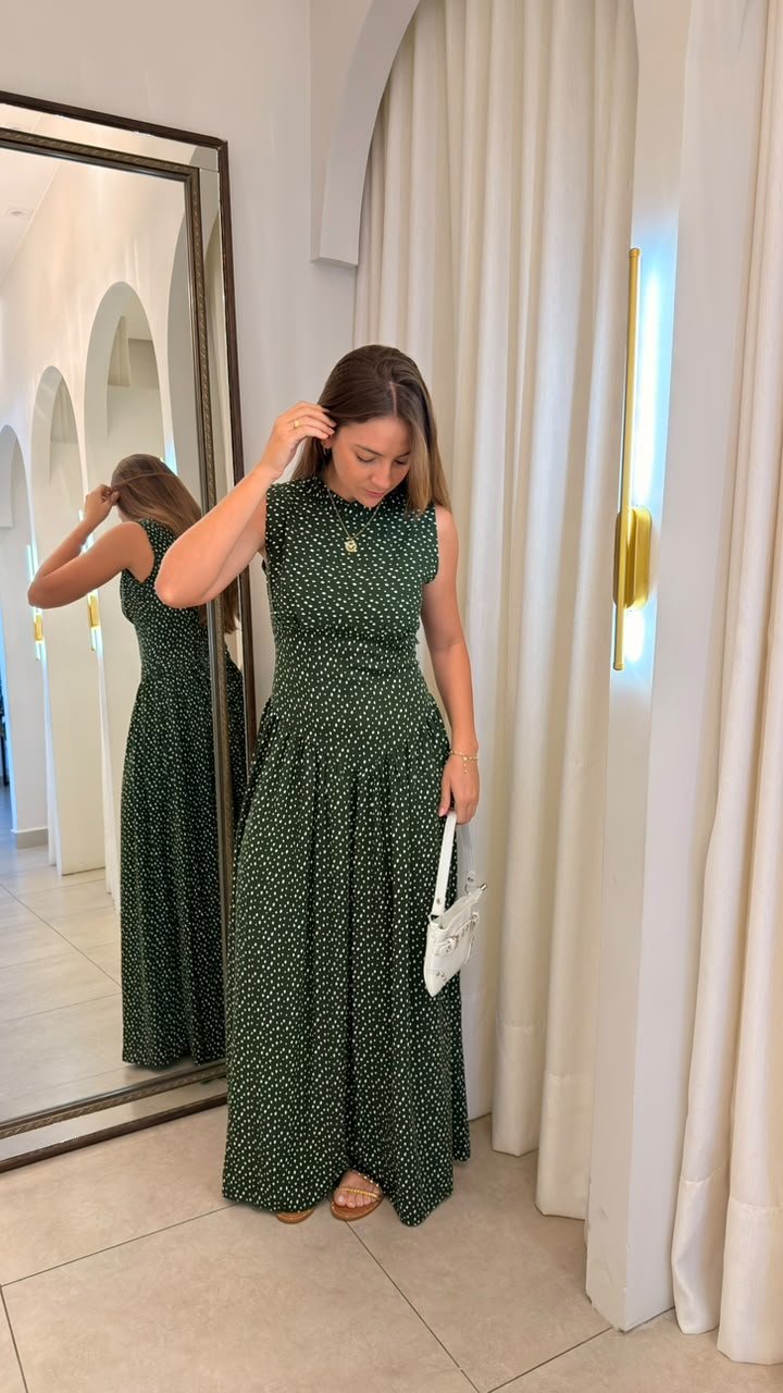 Vestido Corselet Amarração Poá
