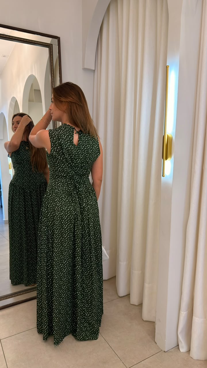 Vestido Corselet Amarração Poá