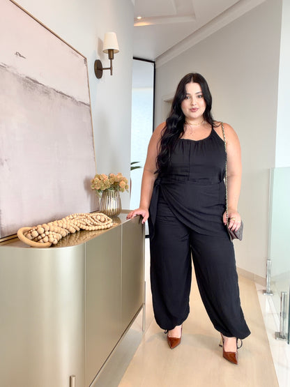 Macacão Feminino Lenço em Marrant Elegante Aghata