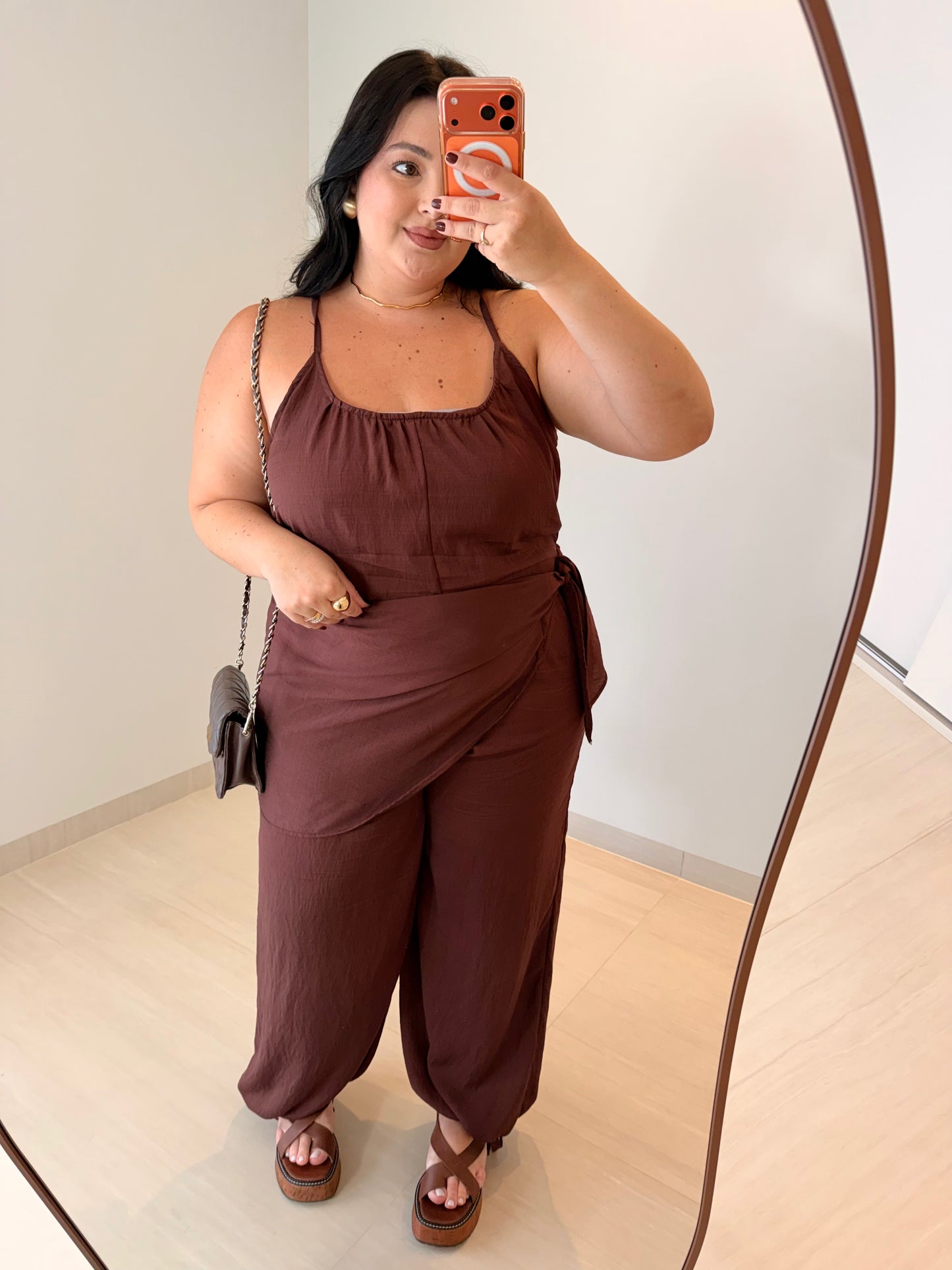 Macacão Feminino Lenço em Marrant Elegante Aghata