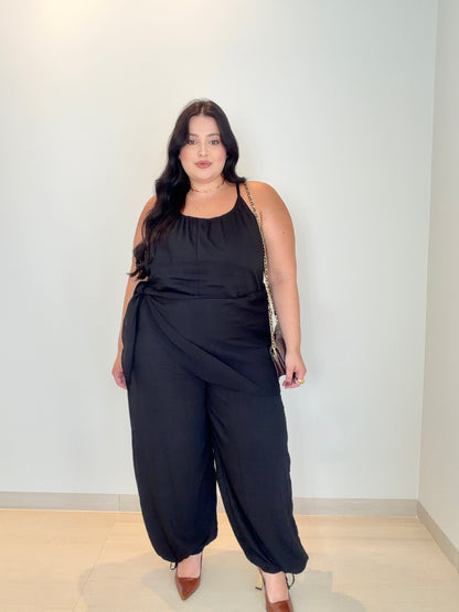 Macacão Feminino Lenço em Marrant Elegante Aghata