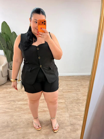 Conjunto de Alfaiataria com Colete e Short Estruturado Fernanda