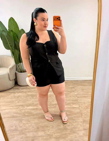 Conjunto de Alfaiataria com Colete e Short Estruturado Fernanda