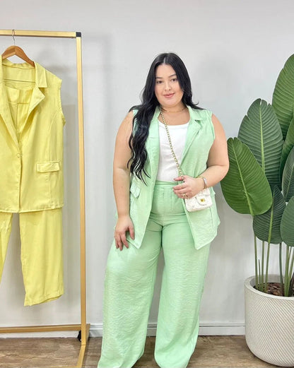 Conjunto com Colete e Calça de Cintura Alta Napoli