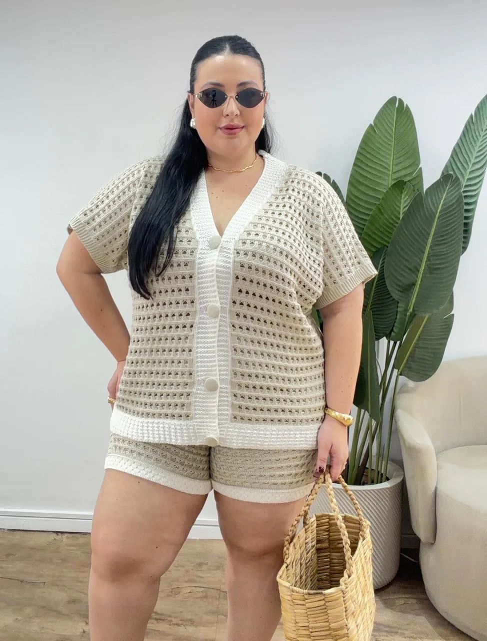 Conjunto de Tricô com Blusa e Calça Confortável Tânia