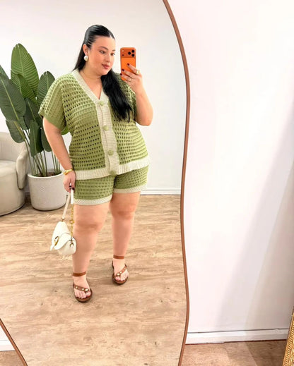 Conjunto de Tricô com Blusa e Calça Confortável Tânia