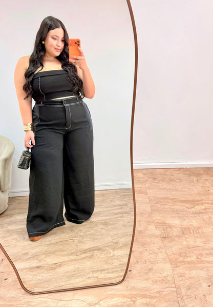 Conjunto Pantalona com Cropped em Marrant Ivy