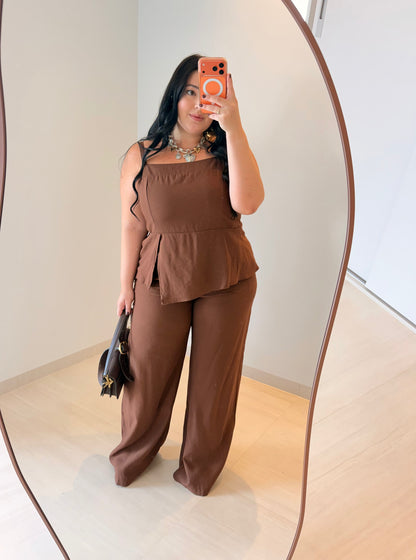 Conjunto com Blusa e Calça Pantalona em Marrant Laila