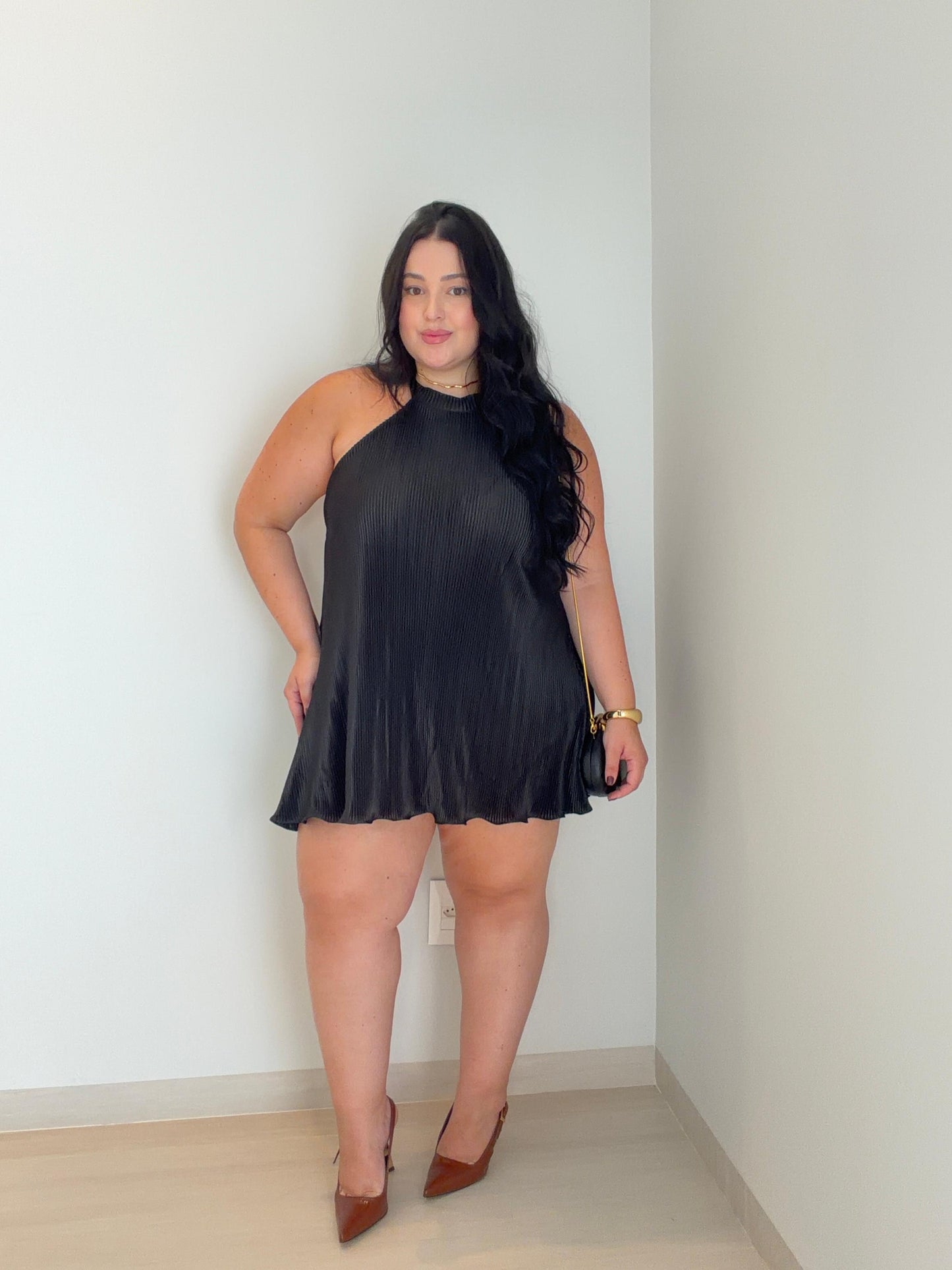 Macacão Plissado Frente Única com Amarração e Bojo Lua