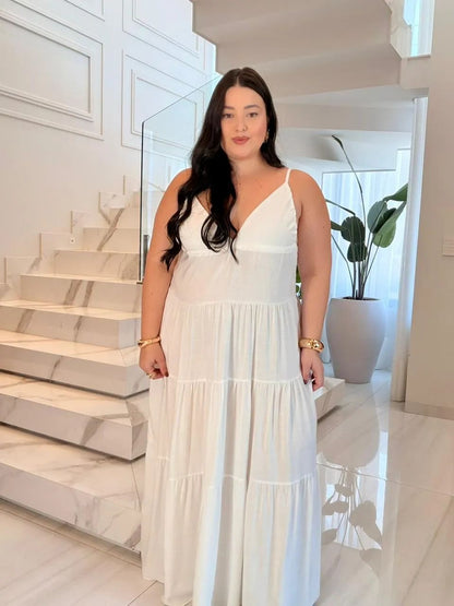Vestido Longo de Alça em Viscolinho Sol